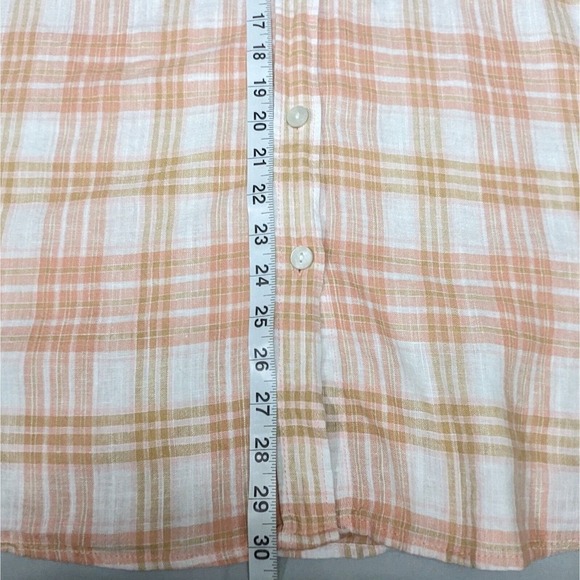 American Eagle Oversized Linen Shirt Small Lounge Beach Coverup Plaid Roll Tab - Picture 7 of 8